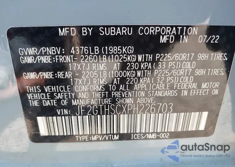 2023 Subaru Crosstrek Sport from USA, damaged, VIN JF2GTHSCXPH226703